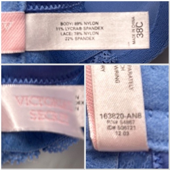 Victoria’s Secret blue lightly lined full coverage lace side underwire bra - Picture 6 of 6